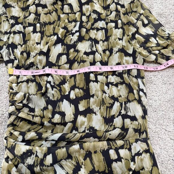 ZARA Green and Black Printed Tulle Ruched Bodycon Dress Size S - Picture 14 of 14